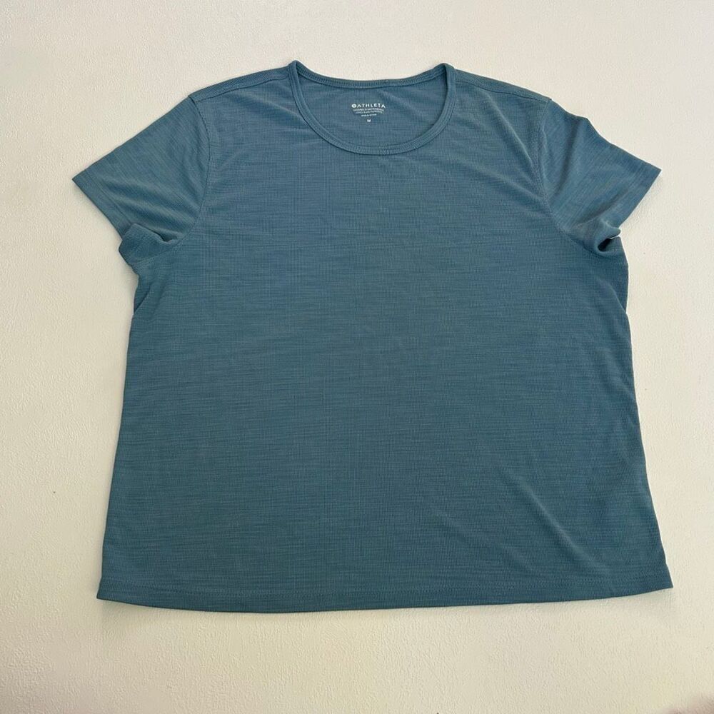 Athleta Blue Performance Tee Size M Lightweight Activewear Top